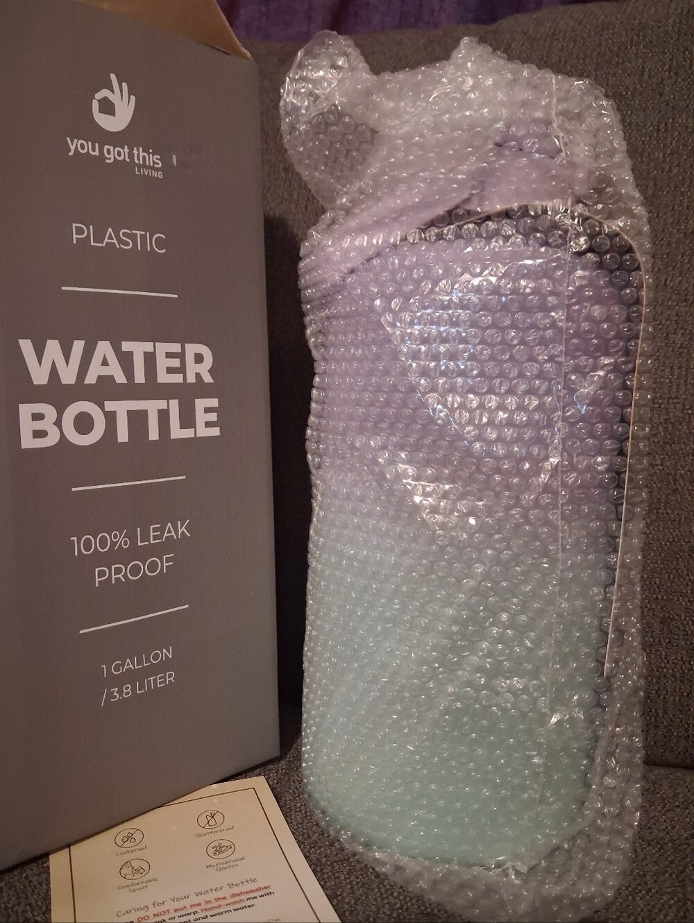 Motivational Ombre Water Bottle - Lavender to Mint